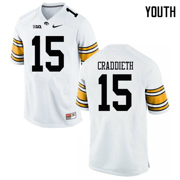 Youth #15 Dallas Craddieth Iowa Hawkeyes College Football Jerseys Sale-White